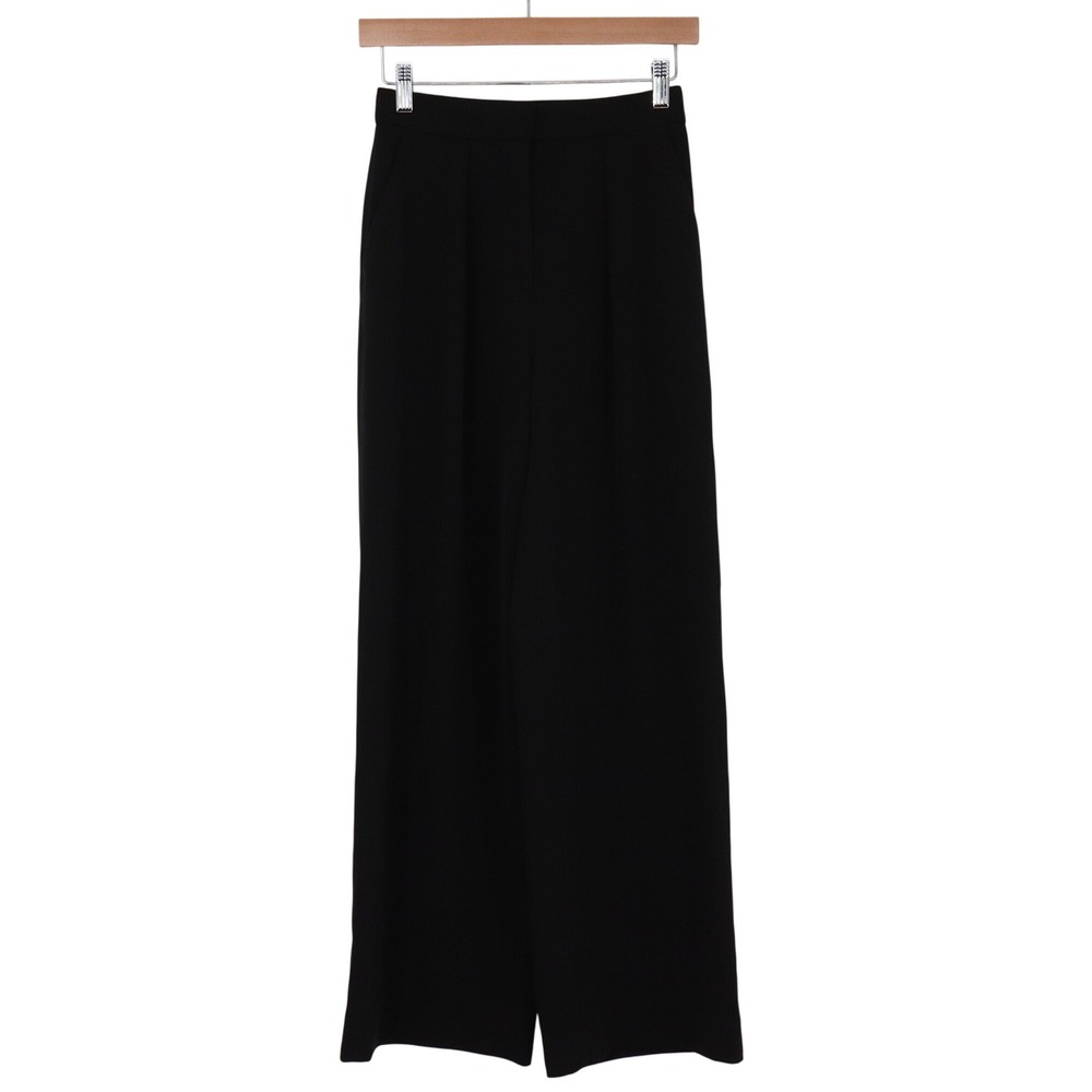 H&M Pants Women 2 Wide Leg Black High Waist Pleated Dress Trousers Excellent